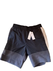 UGG Max Fluff Sport Mens Shorts Black Gray Drawstring 3 Pockets Size Medium New - Picture 1 of 12