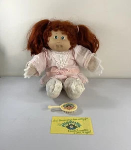 Vintage 1980’s Cabbage Patch Kids 16” Doll in Pink Dress Red Hair Green Eyes - Picture 1 of 7