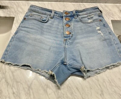 LC Lauren Conrad Womens Light Wash High Rise Button Fly Jean Shorts Sz 8 - Image 1 of 4
