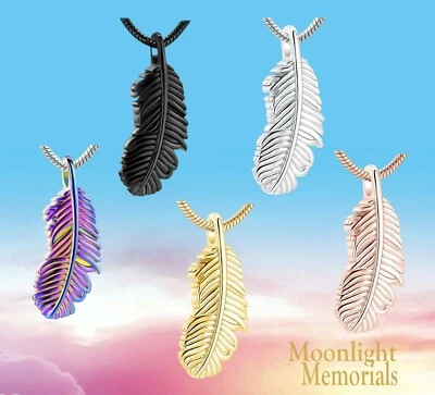 Novo Colar Memorial de Cinzas Lembrança Urna de Cremação de Pássaro Pena de Anjo - Imagem 1 de 2