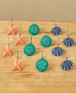 12er Set Duschvorhang Haken Willkommen am Strand Muscheln Badezimmer Deko - Bild 1 von 2
