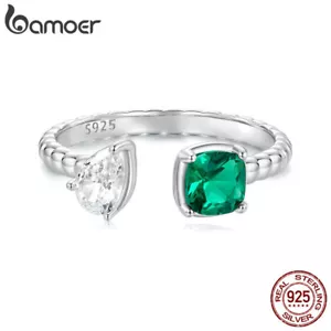 Bamoer Real 925 Sterling Silver Statement Open Ring Fashion Women Gifts Jewelry - Picture 1 of 15