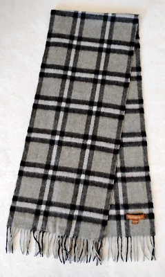 Elliot Mulryan Mens Gray Plaid 100% Cashmere Scarf 12" x 60" Plus 3" Fringe Soft Foto 1 de 4