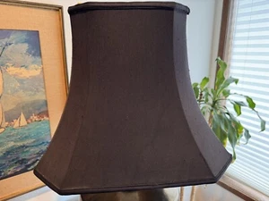 Riesiger Vintage Seiden-O-Lite schwarzer quadratischer Pagoden Lampenschirm 14,75 x 18,75 gefüttert - Bild 1 von 24