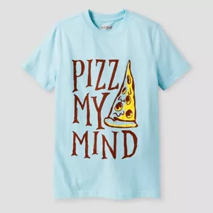 Cat & Jack Boys' Baby Blue Pizza Graphic Short Sleeve T-Shirt 4-5, 6-7, 12-14 - Picture 1 of 1