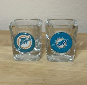NFL Miami Dolphins Shot Glasses whiskey Lot of 2