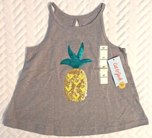 Cat & Jack -  Girl's Pineapple Sleeveless Shirt in Grey - 5T - Picture 1 of 2