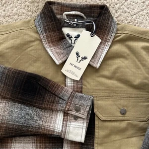 Fat Moose Adam sovracamicia trapuntata flanella bottoni a pressione marrone OEKO-TEX Small NUOVO - Foto 1 di 15
