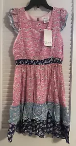 New Blush By Us Angels Skater Dress Girls Pink Ruffled Hem Floral Size 16 NWT - Picture 1 of 9