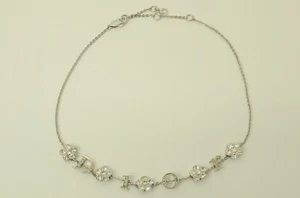 Authentic Christian Dior Vintage SP Necklace Clover Letter Rhinestone Jewelry - Picture 1 of 12