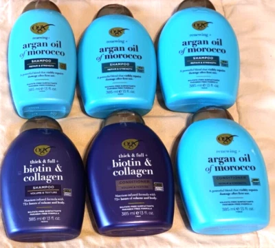 OGX Argan Oil Of Morocco Biotin Collagen Volume Texture Shampoo Conditioner Lot - Image 1 of 4