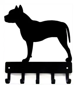 Pit Bull Terrier Dog Leash Hanger Metal  Wall Key Rack Holder 5 Hooks Lg 9 inch - Picture 1 of 3