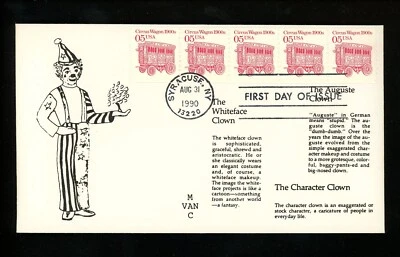 US FDC #2452 Van / Mac 1990 Syracuse NY Circus Wagon 1st Transportation Clown - Image 1 of 2