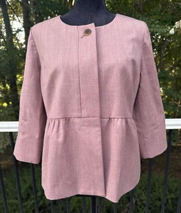 Blazer J.Crew Bonito Rosa Lana 12 Botones Ocultos Forrado Delantero Manga 1/3 Para Mujer - Imagen 1 de 5