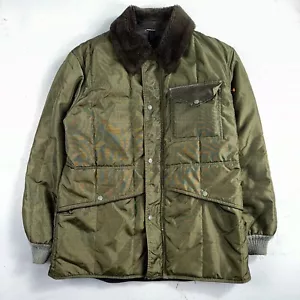 Vintage 1960s Green Parka Puffer Jacket Coat Men's L USA Refrigiwear Ski 60s - Picture 1 of 14