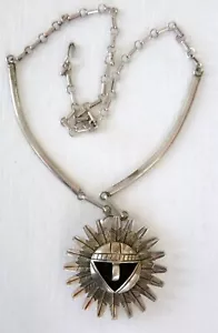 Signed WN Vintage HOPI Mask Pendant/Pin Necklace 925 Sterling Silver 38.7gr - Picture 1 of 5