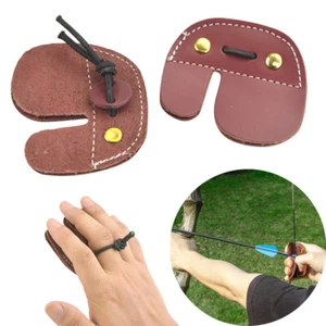 Archery Finger Tabs Leather Finger Guard Right Hand Protector Outdoor Hunting - Picture 1 of 6