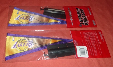 LOT OF 2 PIECES = LOS ANGELES LAKERS BASKETBALL NBA Mini ANTENNA Pennant = RICO Cover