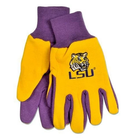 LSU Tigers Two Tone Gloves - Adult Size [NEW] NCAA Work Glove Cold Cover