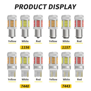 2X 1157 3157 7443 Bombillas LED Señal de Giro CANBUS Anti Hiper Flash Ámbar Rojo - Imagen 1 de 13