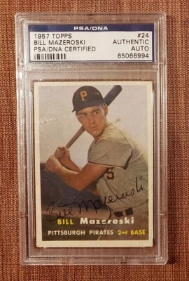 Tarjeta de béisbol 1957 Topps #24 Bill Mazeroski autógrafo piratas novato PSA/DNA RC Foto 1 de 2