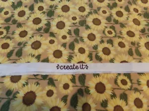 34" X 44" VINTAGE YELLOW SUNFLOWERS TOSS FABRIC / CREATE COTTON NEW #330 - Picture 1 of 4