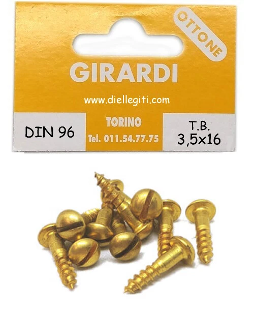 VITE A LEGNO IN OTTONE TESTA BOMBATA mm3,5x16 - DIN 96 - pz 20/50/100 - Immagine 1 di 1