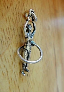 Niña de aro de hula de plata esterlina 3D 12x25 mm con dije cola de caballo - Imagen 1 de 5