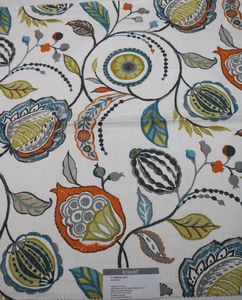 Remanente de tela Clarke Clarke Kravet 27"x26" color especia naranja verde azulado - Imagen 1 de 6