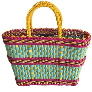 Vintage Esprit Basket Woven Bag Colourful Tote Tropical, Resort, Beach Vacation - Bild 1 von 8