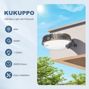 80W LED Barn Yard Light Dusk to Dawn Outdoor Garden Street Security Area Lights - Picture 1 of 8