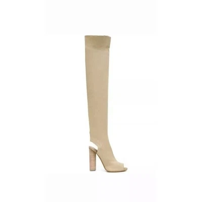 EGO Secret Thigh High Boots Size 8 Color Beige - Image 1 of 4