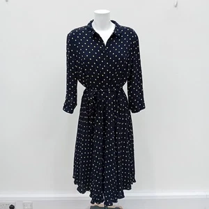 Hobbs Dress Size 18 Womens Navy Yellow Polkadot FLT03-TT - Picture 1 of 9