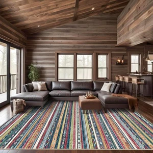 10x14 Washable Area Rug - Living Room Bedroom Non - Slip Rubber Backing Low P... - Picture 1 of 6
