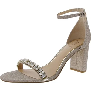 Jewel Badgley Mischka Womens Gold Glitter Heels 9.5 Medium (B,M) BHFO 2609 - Picture 1 of 2