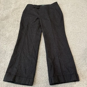 Lauren Ralph Lauren Lined Merino Wool Pants Herringbone Black Gray Petite 14 - Picture 1 of 10