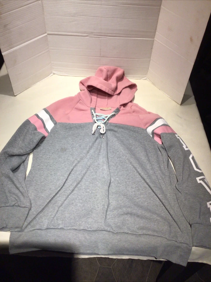 Sudadera con Capucha para Mujer BOBBIE BROOKS Bloques de Colores Gráfico AMOR en Mangas Gris Rosa Talla 2XL Foto 1 de 3