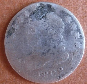 1809 Capped Bust Dime , silver coin, Key date - Picture 1 of 2
