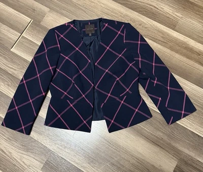 The Limited Blazer Size Medium Pink Plaid Career Office Cropped Preppy Academia - Image 1 of 4