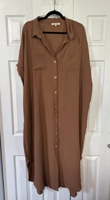 Salt And But Dusty Rose Button Down Dress Relaxed Fit Sz 3X Travel Beach - Image 1 of 4