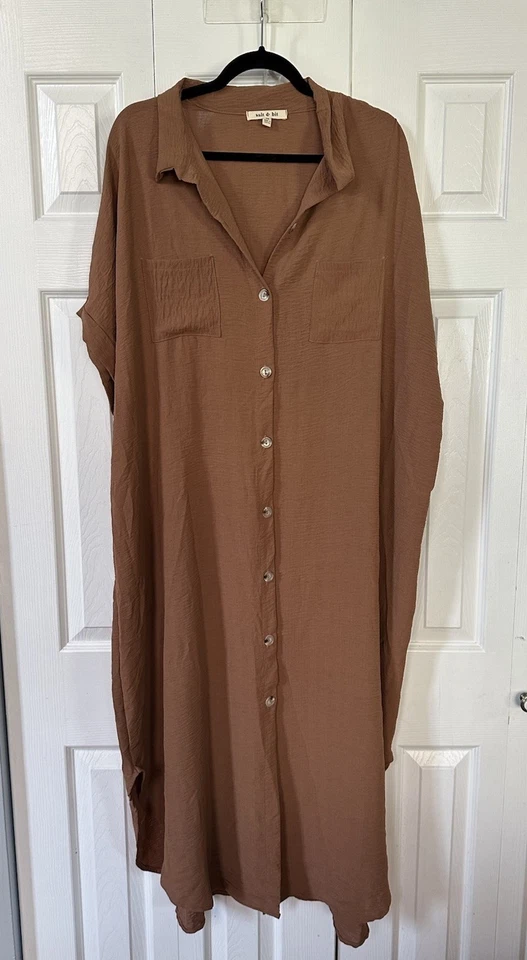 Salt And But Dusty Rose Button Down Dress Relaxed Fit Sz 3X Travel Beach - Image 1 of 4