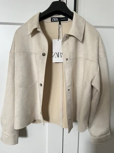 Zara FAUX SUEDE JACKET XS | ECRU - Picture 1 of 2