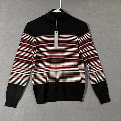 Joseph A Sweater Striped Women’s MP Turtleneck Red Black NWT Christmas Holiday - Image 1 of 4