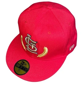 Cappello da baseball St Louis Cardinals 125° anniversario FOGLIA D'ORO aderente taglia 7 1/2 NUOVO - Foto 1 di 7