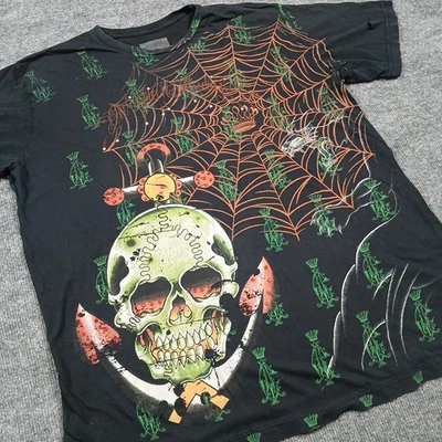 Authentic Vintage Christian Audigier Shirt Y2K Mens Size 2XL Skull Wings Daggers - Image 1 of 4