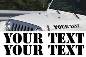 DOS CALCOMANÍAS DE PEGATINAS DE TEXTO PERSONALIZADAS PARA VINILO WRANGLER RUBICON TODOS LOS COLORES - Imagen 1 de 2