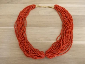 Traditionelle Naga rote Glasperlenkette Halsschmuck Nagaland Burma Indien - Bild 1 von 3