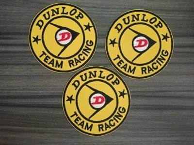 3 pcs DUNLOP Racing Team MOTOR Racing Car Patch Embroidered Iron or Sew on Cloth - Image 1 of 4