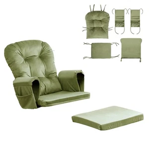 5Pcs Glider Rocking Chair Cushion Set Velvet Cotton Ottoman Seat Replacement Pad - Picture 1 of 12