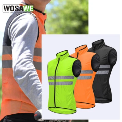 WOSAWE Mens Windproof Cycling Vest Reflective Gilet Waistcoat Sleeveless Jacket - Image 1 of 4